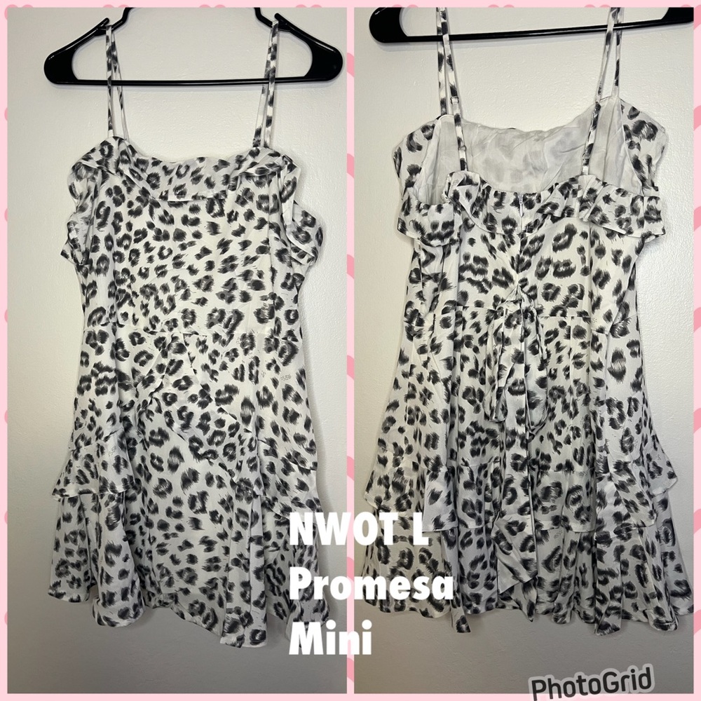 Promesa Black and White Animal Print Mini Dress